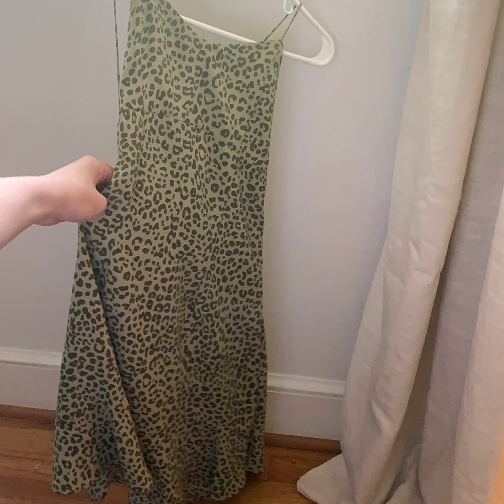 Zara green cheetah print maxi dress
